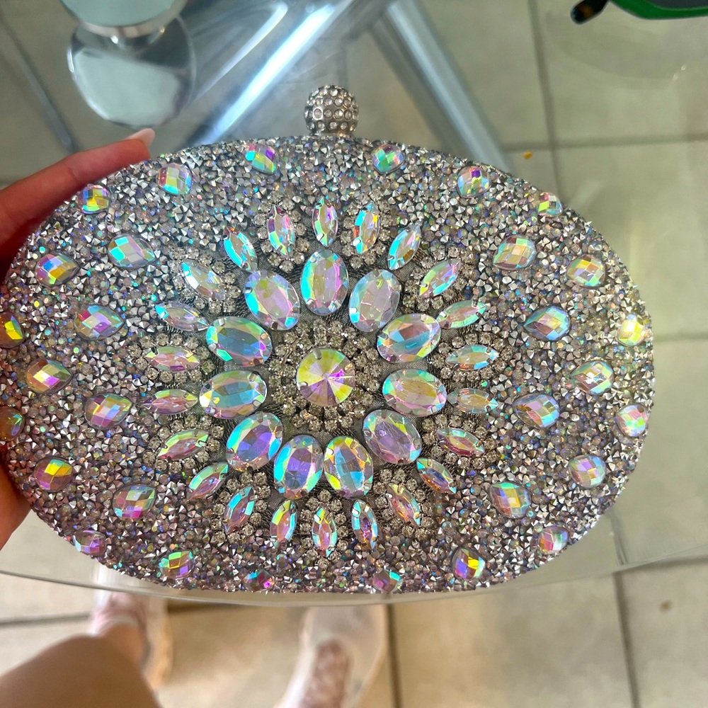 Evening Clutch Wedding Bag Silver Purse Bridal Handbag Party Prom Ladies Fashion